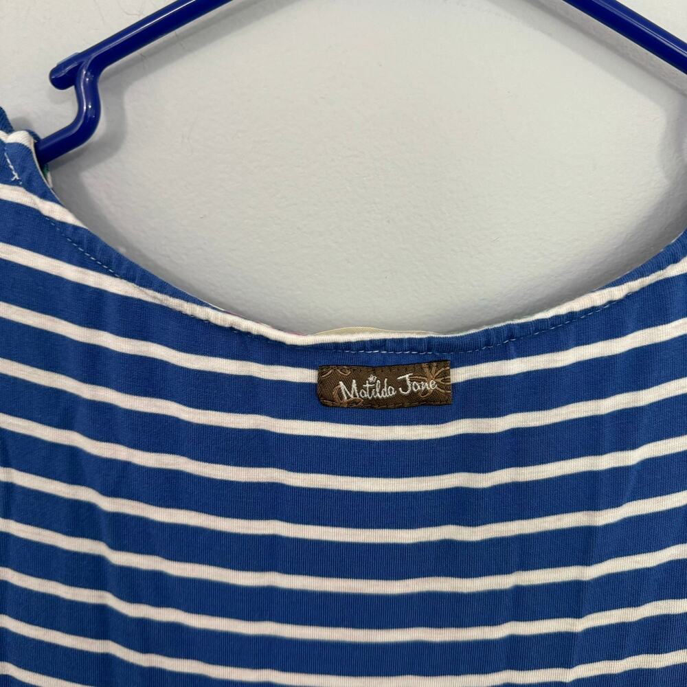 Matilda Jane Blue & White Stripe Half Sleeve Maxi Dress Women's Size Medium - Picture 9 of 10